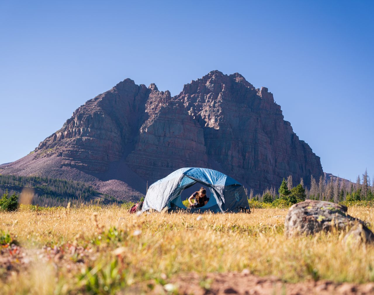 A family camping on a US site