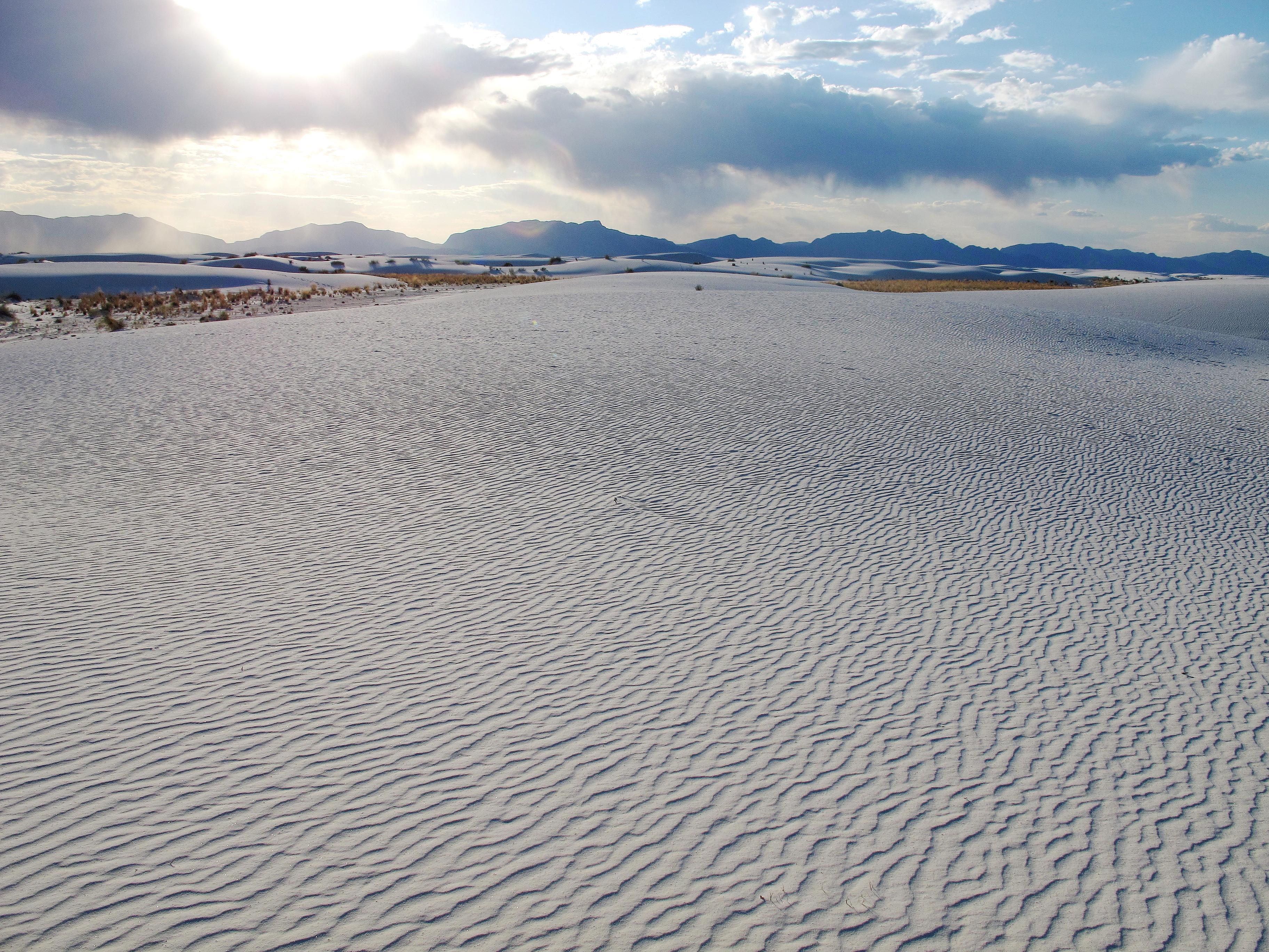White gypsum dunes rippling under a clear sky at White Sands National Park, New Mexico