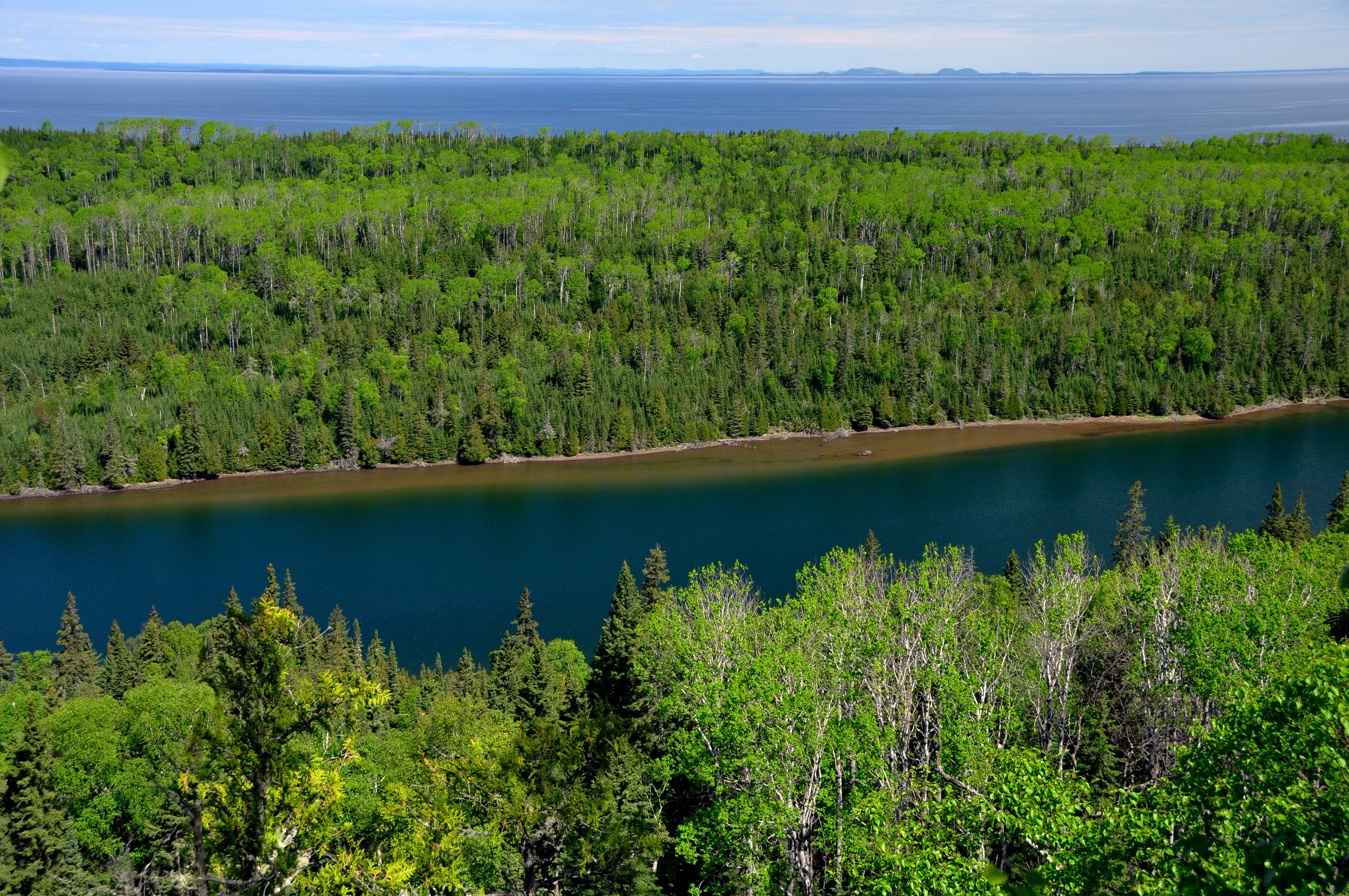 Rocky Lake Superior shoreline and forest in Isle Royale National Park, Michigan